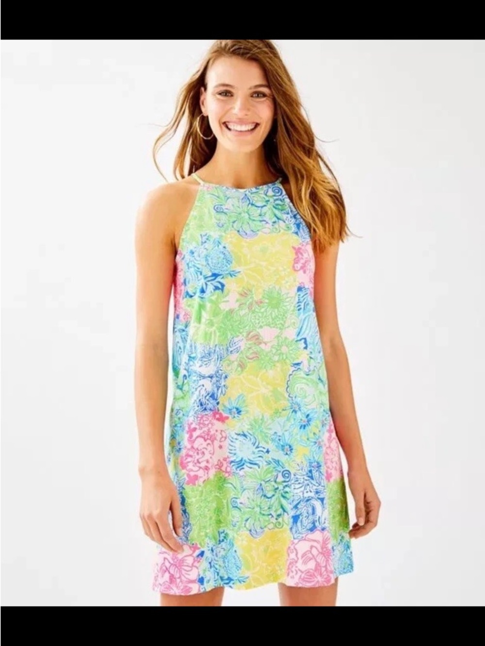 Lilly Pulitzer Margot Sleeveless Swing Dress Multi Cheek To Cheek Sz Large